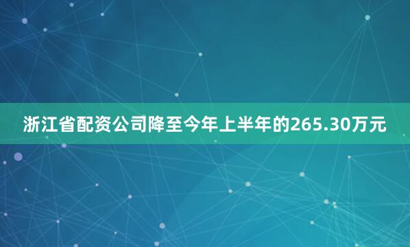 浙江省配资公司降至今年上半年的265.30万元