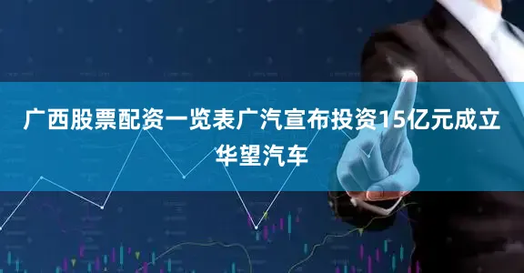 广西股票配资一览表广汽宣布投资15亿元成立华望汽车